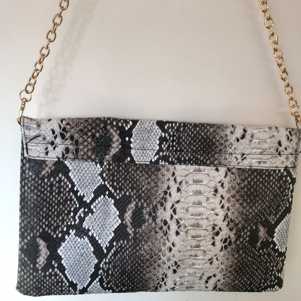 Python Snakeskin Chain Shoulder Crossbody Bag - image 4